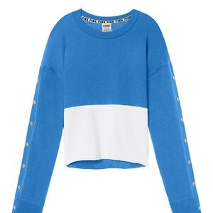 Victoria's Secret Pink Sweatshirt Snap Sleeve Boyfriend Crop